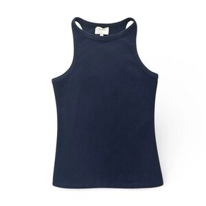 Sézane Women’s Navy Blue Ribbed Racerback Classic Tank Top Size Large
